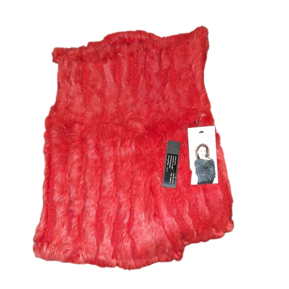 Sao Paulo Vibrant Red Faux Fur Blouse